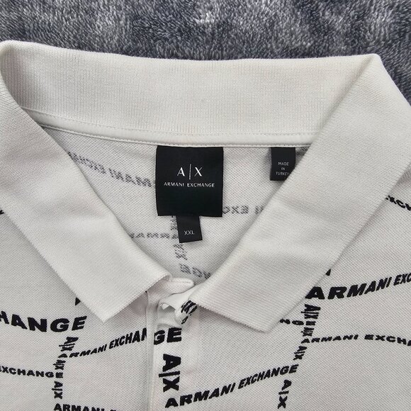 A/X Armani Exchange Polo Shirt Mens size XXL Logo all over print golfing Casual - Picture 2 of 16